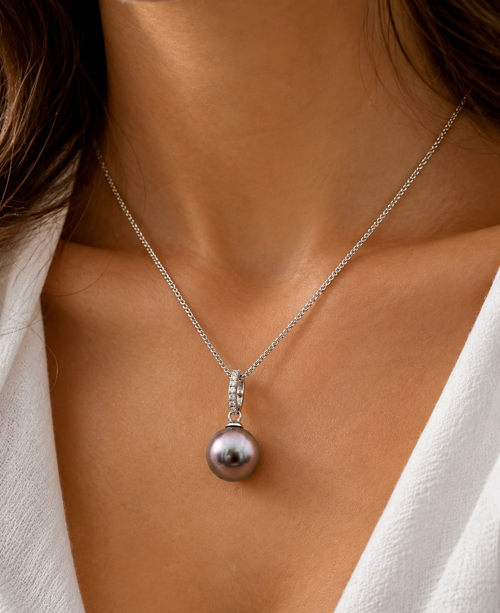 Manuia perle de Tahiti de 9mm sur Or blanc