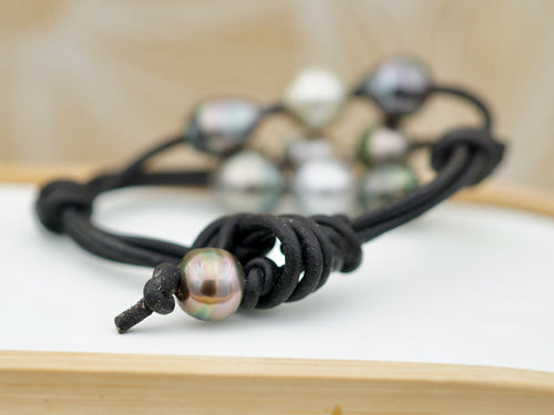 Collection Ahonu 10 perles multicolores sur cuir