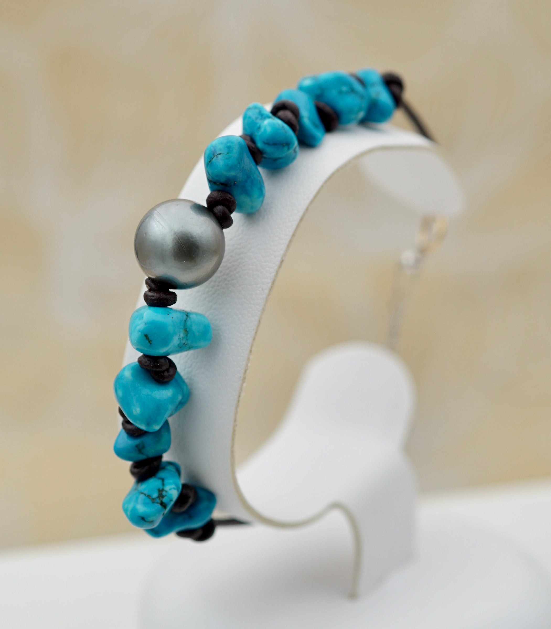 Collection Monoi perle de 11.4mm et veritables pierres turquoises