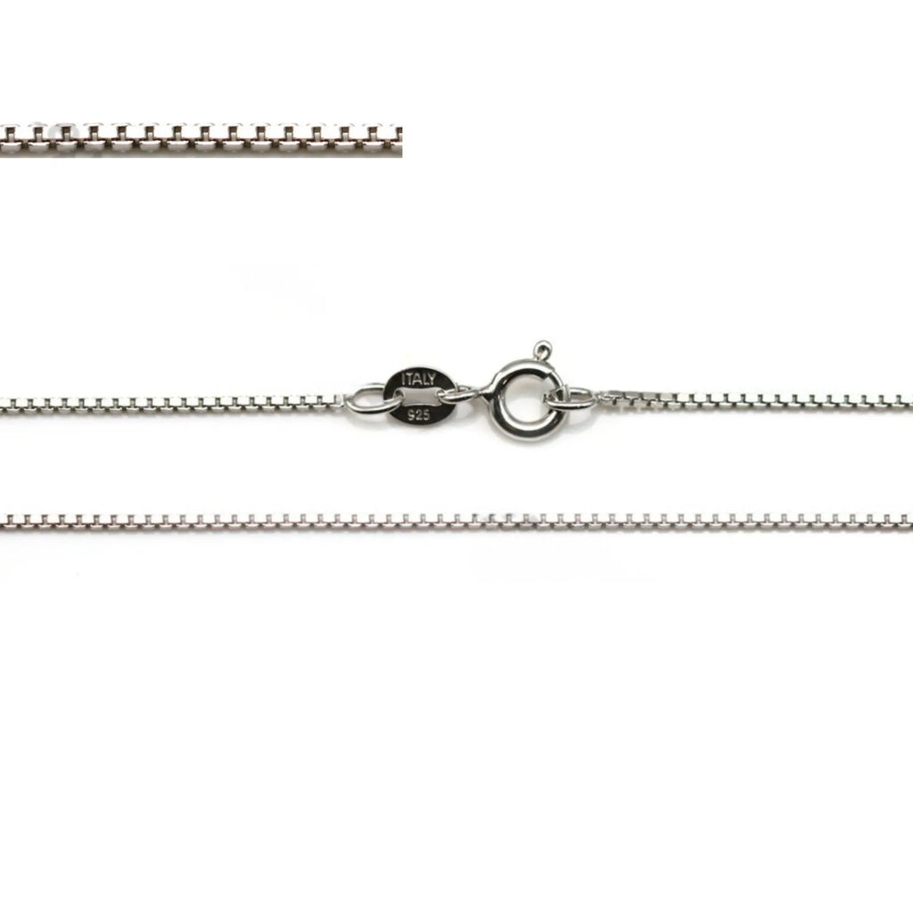 Chaîne maille carré 1.1mm en argent 925 rhodié de 45cm
