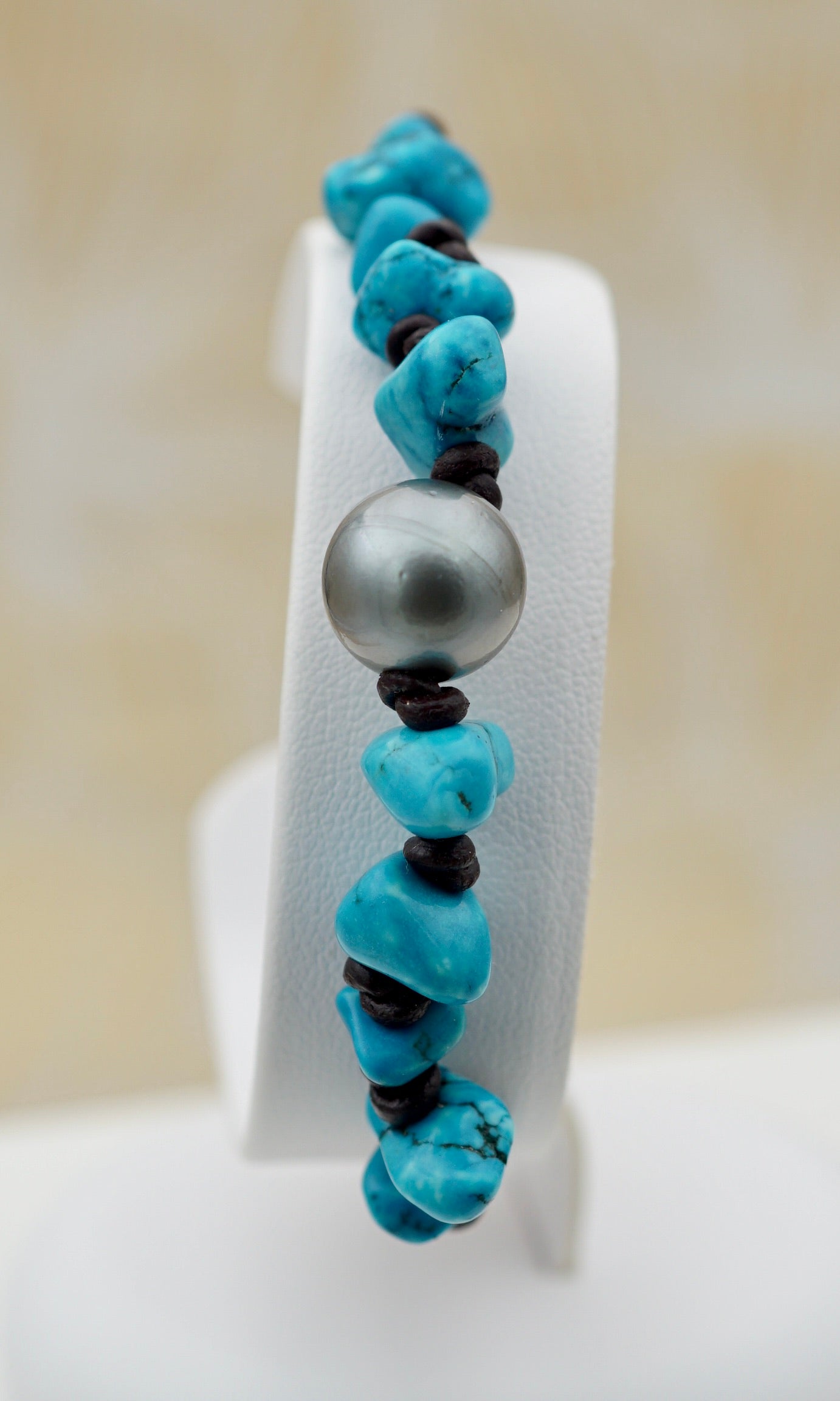 Collection Monoi perle de 11.4mm et veritables pierres turquoises