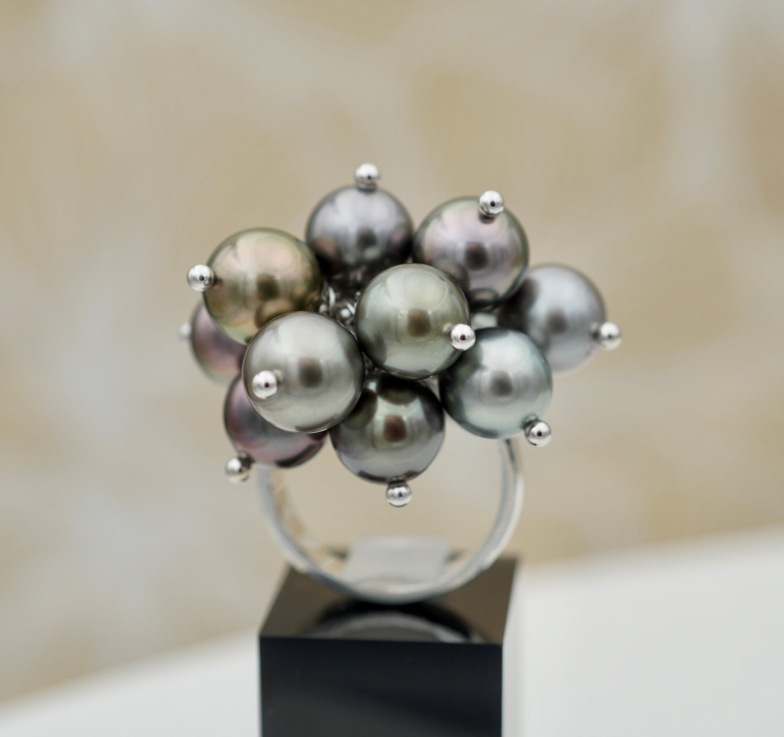 Collection Tubuai bague 14 perles multicolores
