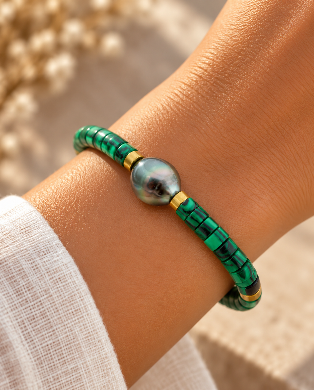 Malachite perle baroque de Tahiti de 9.4mm