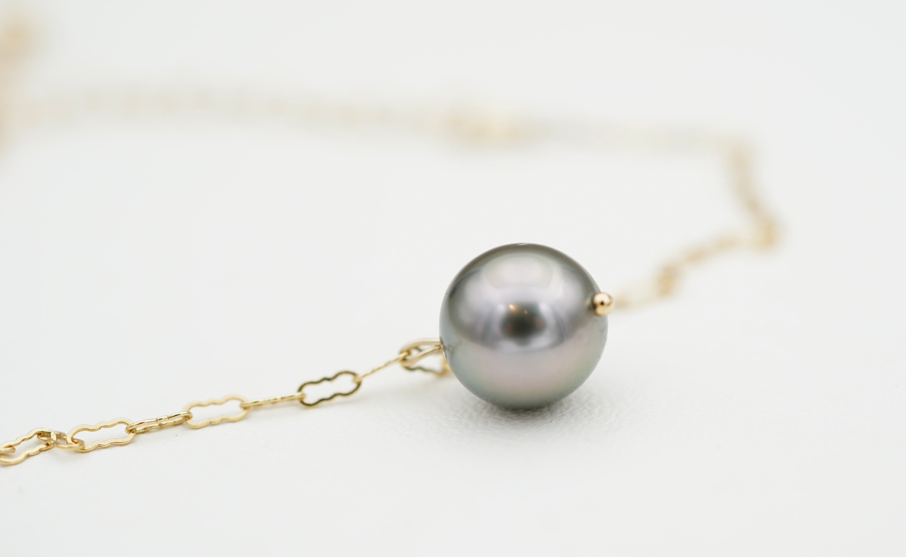 Rikitea perle ronde de 9.1mm sur gold Filled