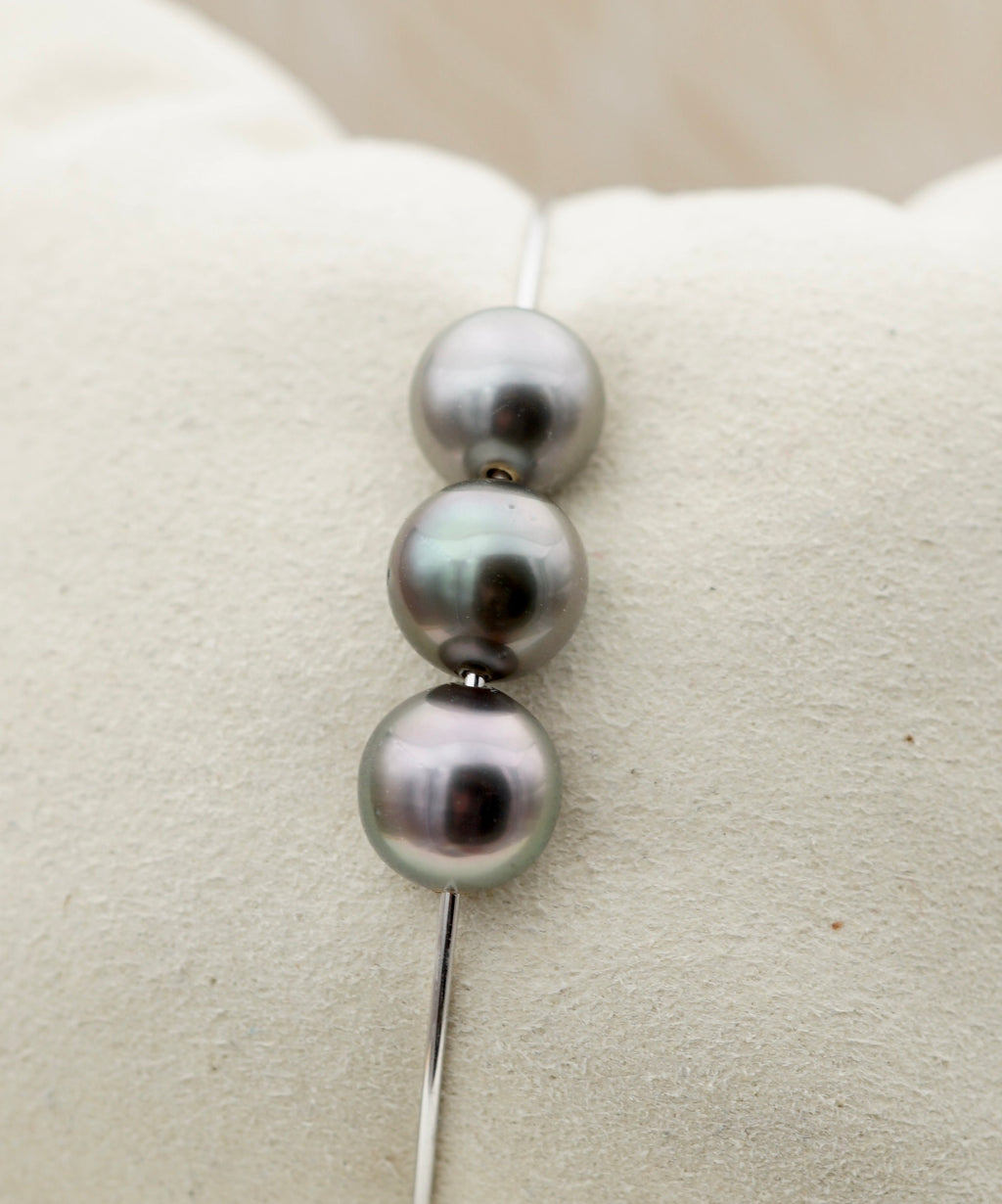 Raivavaie 3 perles de Tahiti sur argent 925