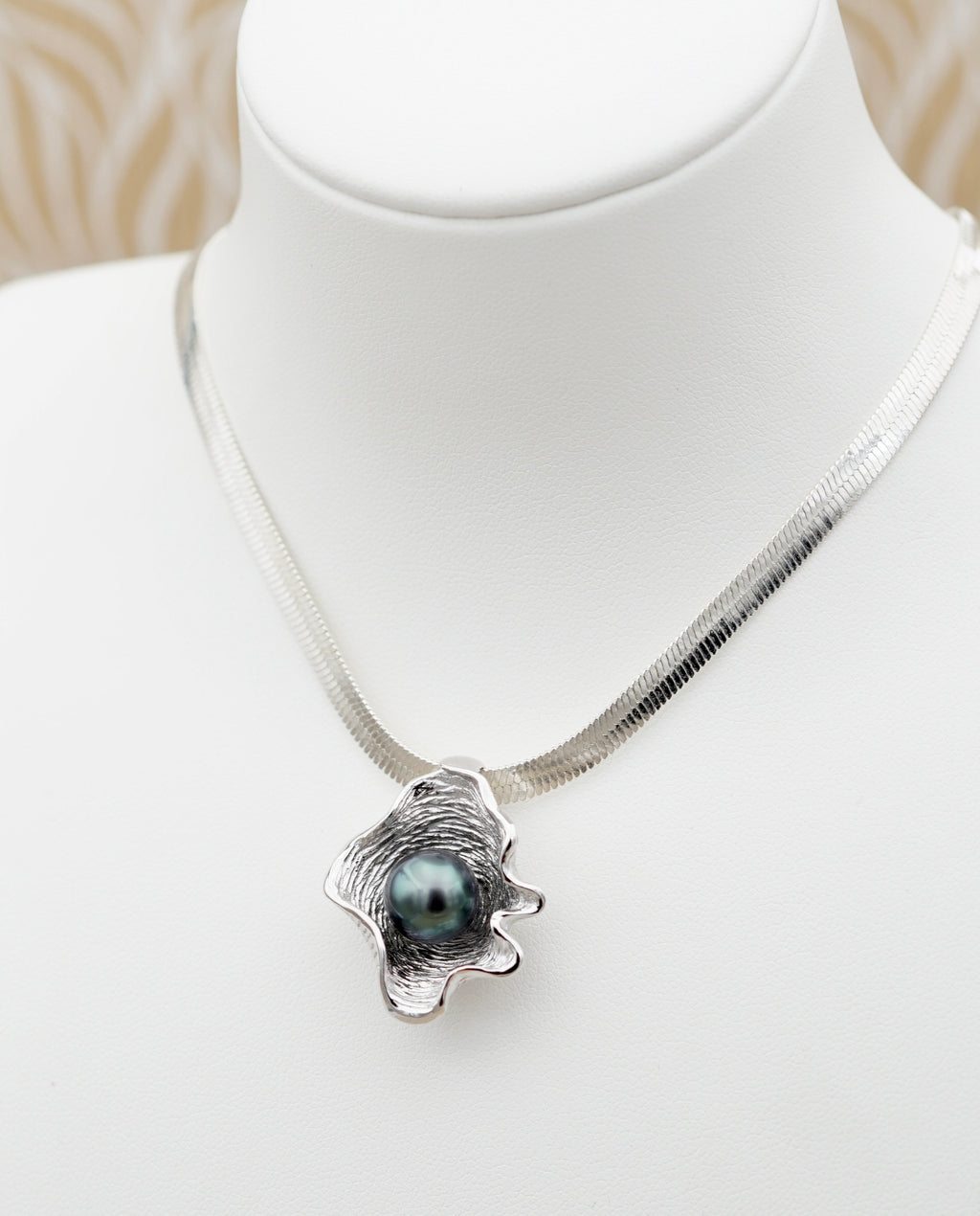 Pahua perle de Tahiti dans un bénitier en argent 925
