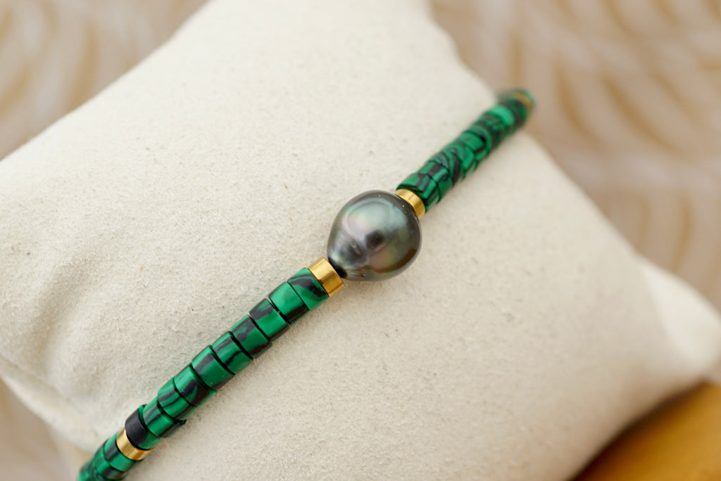Malachite perle baroque de Tahiti de 9.4mm